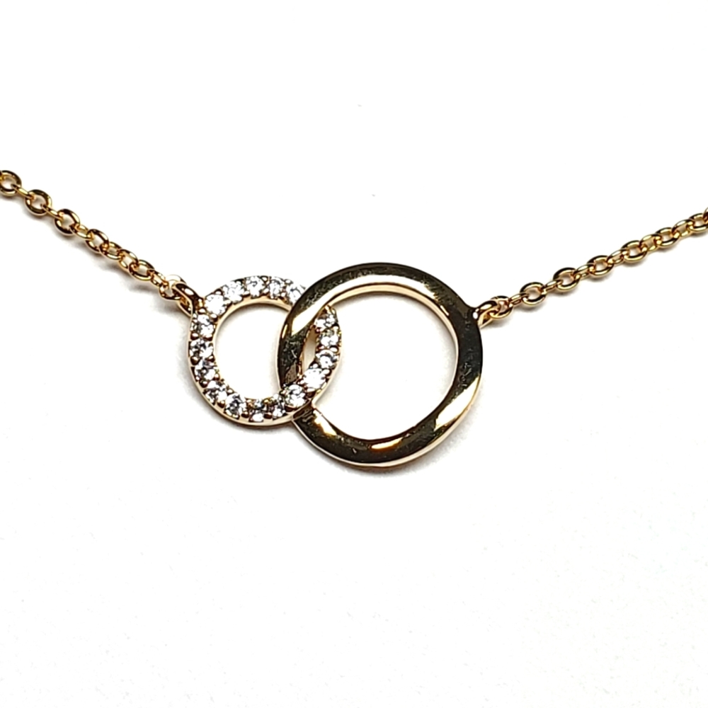 LOT 4 Matching Bridesmaid Interlocking Circles of Crystal & Gold Necklaces Gift